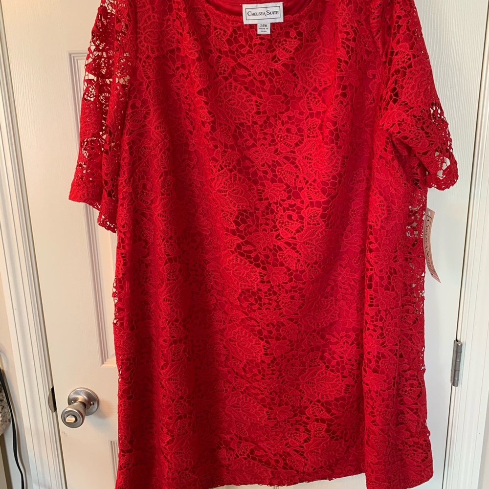 Red Lace Dress Size 24W - Picture 1 of 4